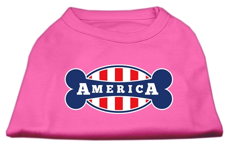 Bonely in America Screen Print Shirt Bright Pink XS